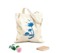AILOONG Beautiful Sunset On The Coast With Palm Trees And Birds In The Kitchen Canvas Wine Gift Bag 340g/m² thick fabric Matches clothing