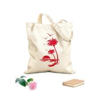 AILOONG Beautiful Sunset On The Coast With Palm Trees And Birds In The Kitchen Canvas Wine Gift Bag 340g/m² thick fabric Matches clothing