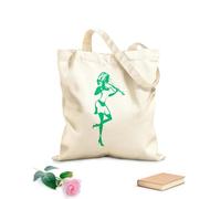 AILOONG Beautiful Violinist Girl Violin Music Musical Cotton Canvas Shopping Bag 340g/m² thick fabric Uses as a gift bag