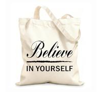 AILOONG Believe In Yourself Lettering Quotes Cotton Canvas Shoulder Bags 12 oz thick fabric Uses as a tool bag 31x36cm Medium