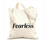 AILOONG Bible Verse She Is Fearless Reusable Shopper Bags 12 oz thick fabric Foldable 31x36cm Medium