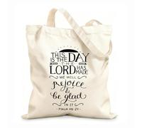 AILOONG Bible Verse This Is The Day Lord Has Made Reusable Shopper Bags 12 oz thick fabric Foldable 25x30cm Small