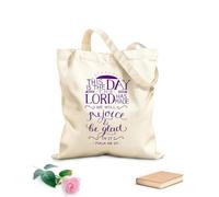 AILOONG Bible Verse This Is The Day Lord Has Made Reusable Shopper Bags 340g/m² thick fabric Foldable