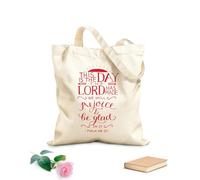 AILOONG Bible Verse This Is The Day Lord Has Made Reusable Shopper Bags 340g/m² thick fabric Foldable