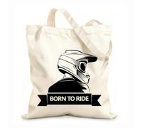 AILOONG Biker Helmet Quoten Born To Ride Speed Extreme Unbleached Canvas Tote Bag 12 oz thick fabric Uses as a tool bag 35x40cm Large