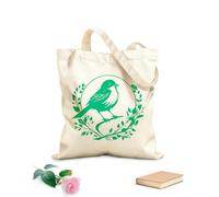 AILOONG Bird Silhouette Sit A Tree Branch On White Reusable Shopper Bags 340g/m² thick fabric Foldable