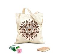 AILOONG Black And White Mandala Handmade Art Mandala Reusable Shopper Bags 340g/m² thick fabric Foldable