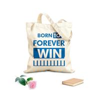 AILOONG born to forever win motivational inspirational modern cool typography Flat Tape Handle Tote Bag 340g/m² thick fabric Replaces school bag