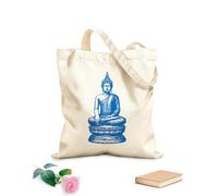 AILOONG buddha statue buddha gautama vintage style hand drawn buddha isolated Flat Tape Handle Tote Bag 340g/m² thick fabric Replaces school bag