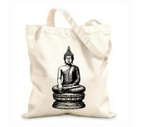 AILOONG buddha statue buddha gautama vintage style hand drawn buddha isolated Flat Tape Handle Tote Bag 12 oz thick fabric Replaces school bag 25x30cm Small