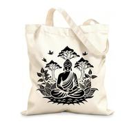 AILOONG buddha tree bodhi tree simple english Flat Tape Handle Tote Bag 12 oz thick fabric Replaces school bag 31x36cm Medium