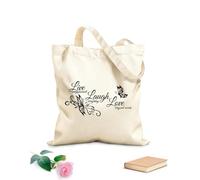 AILOONG Butterfly Love Live Laugh Inspiring Unbleached Canvas Tote Bag 12 oz thick fabric Uses as a tool bag 31x36cm Medium