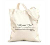 AILOONG Calico Women's Bags Christian Scripture Quotes Numbers 6:24-26 Bible Verses 12 oz thick fabric Foldable 25x30cm Small