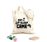 AILOONG Calico Women's Bags Eat Sleep Game Scroll Fashion Trend 12 oz thick fabric Foldable 25x30cm Small