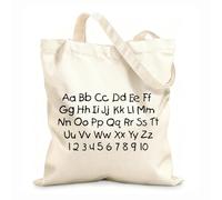 AILOONG Calico Women's Bags English Letters And Numbers For Children'S Playroom Alphabet Pattern For Kids Learning 12 oz thick fabric Foldable 25x30cm Small