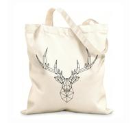 AILOONG Calico Women's Bags Geometric Stag Deer Head Antlers 12 oz thick fabric Foldable 25x30cm Small