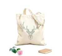 AILOONG Calico Women's Bags Geometric Stag Deer Head Antlers 340g/m² thick fabric Foldable