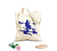 AILOONG Calico Women's Bags Halloween Skull Ghost Plant Halloween Ghost Wizard Bat House 340g/m² thick fabric Foldable