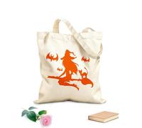 AILOONG Calico Women's Bags Halloween Skull Ghost Plant Halloween Ghost Wizard Bat House 340g/m² thick fabric Foldable