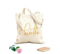 AILOONG Calico Women's Bags Just Breathe Quote Motivational Slogan 340g/m² thick fabric Foldable