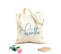AILOONG Calico Women's Bags Just Breathe Quote Motivational Slogan 340g/m² thick fabric Foldable