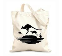 AILOONG Calico Women's Bags Kangaroo Australian Animal 12 oz thick fabric Foldable 35x40cm Large