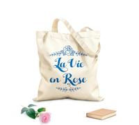AILOONG Calico Women's Bags La Vie En Rose Hand Drawn Calligraphy Border 340g/m² thick fabric Foldable