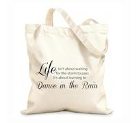 AILOONG Calico Women's Bags Life Is Not About Waiting For The Storm To Pass 12 oz thick fabric Foldable 25x30cm Small