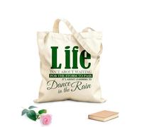 AILOONG Calico Women's Bags Life Isn't About Waiting for The Storm to Pass, Learning Dancing in The rain. 340g/m² thick fabric Foldable