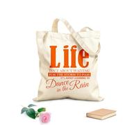 AILOONG Calico Women's Bags Life Isn't About Waiting for The Storm to Pass, Learning Dancing in The rain. 340g/m² thick fabric Foldable