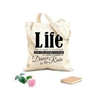 AILOONG Calico Women's Bags Life Isn't About Waiting for The Storm to Pass, Learning Dancing in The rain. 340g/m² thick fabric Foldable
