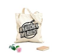 AILOONG Calico Women's Bags My Kitchen My Rules Knife Kitchen 12 oz thick fabric Foldable 25x30cm Small