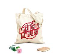 AILOONG Calico Women's Bags My Kitchen My Rules Knife Kitchen 340g/m² thick fabric Foldable