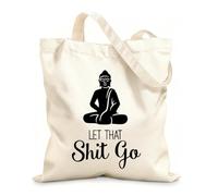 AILOONG Calico Women's Bags Quotes From Buddha Let It Go Yoga Studio 12 oz thick fabric Foldable 31x36cm Medium