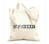 AILOONG Calico Women's Bags Shut Up And Squat Quotes Boot Camp Functional Training Workout Quotes 12 oz thick fabric Foldable 31x36cm Medium
