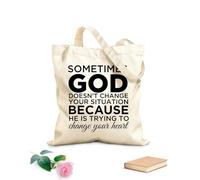 AILOONG Calico Women's Bags Sometimes God Doesn't Change Your Situation Because he is Trying to Change Your Heart 340g/m² thick fabric Foldable