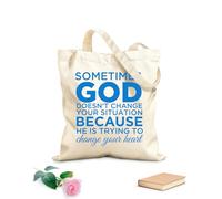 AILOONG Calico Women's Bags Sometimes God Doesn't Change Your Situation Because he is Trying to Change Your Heart 340g/m² thick fabric Foldable