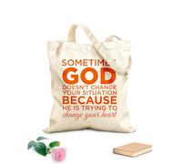 AILOONG Calico Women's Bags Sometimes God Doesn't Change Your Situation Because he is Trying to Change Your Heart 340g/m² thick fabric Foldable