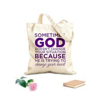 AILOONG Calico Women's Bags Sometimes God Doesn't Change Your Situation Because he is Trying to Change Your Heart 340g/m² thick fabric Foldable
