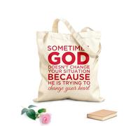 AILOONG Calico Women's Bags Sometimes God Doesn't Change Your Situation Because he is Trying to Change Your Heart 340g/m² thick fabric Foldable