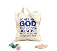 AILOONG Calico Women's Bags Sometimes God Doesn't Change Your Situation Because he is Trying to Change Your Heart 340g/m² thick fabric Foldable