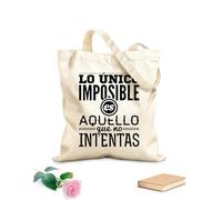 AILOONG Calico Women's Bags Spanish Letters Try It Motivational Quote Nothing Is Impossible 12 oz thick fabric Foldable 25x30cm Small