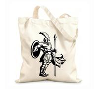 AILOONG Calico Women's Bags Sparta Ancient Greek Warrior Shield Spear Sparta 12 oz thick fabric Foldable 35x40cm Large