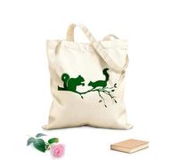 AILOONG Calico Women's Bags Squirrel On Branch Tree Animal Cute 340g/m² thick fabric Foldable