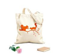 AILOONG Calico Women's Bags Squirrel On Branch Tree Animal Cute 340g/m² thick fabric Foldable