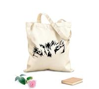 AILOONG Calico Women's Bags Wolf Face Animal 12 oz thick fabric Foldable 25x30cm Small