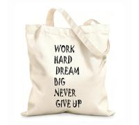 AILOONG Calico Women's Bags Work Hard And Never Give Up The Meeting Room 12 oz thick fabric Foldable 35x40cm Large