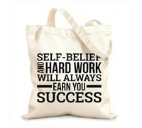 AILOONG Calico Women's Bags Workplace Motivational Quotes Success Inspiration 12 oz thick fabric Foldable 25x30cm Small