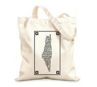 AILOONG calligraphy palestine map wall Flat Tape Handle Tote Bag 12 oz thick fabric Replaces school bag 25x30cm Small