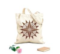 AILOONG cannabis leaf inside the compass Flat Tape Handle Tote Bag 340g/m² thick fabric Replaces school bag